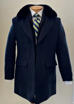 Mattarazi Charcoal Fur Collar Topcoat