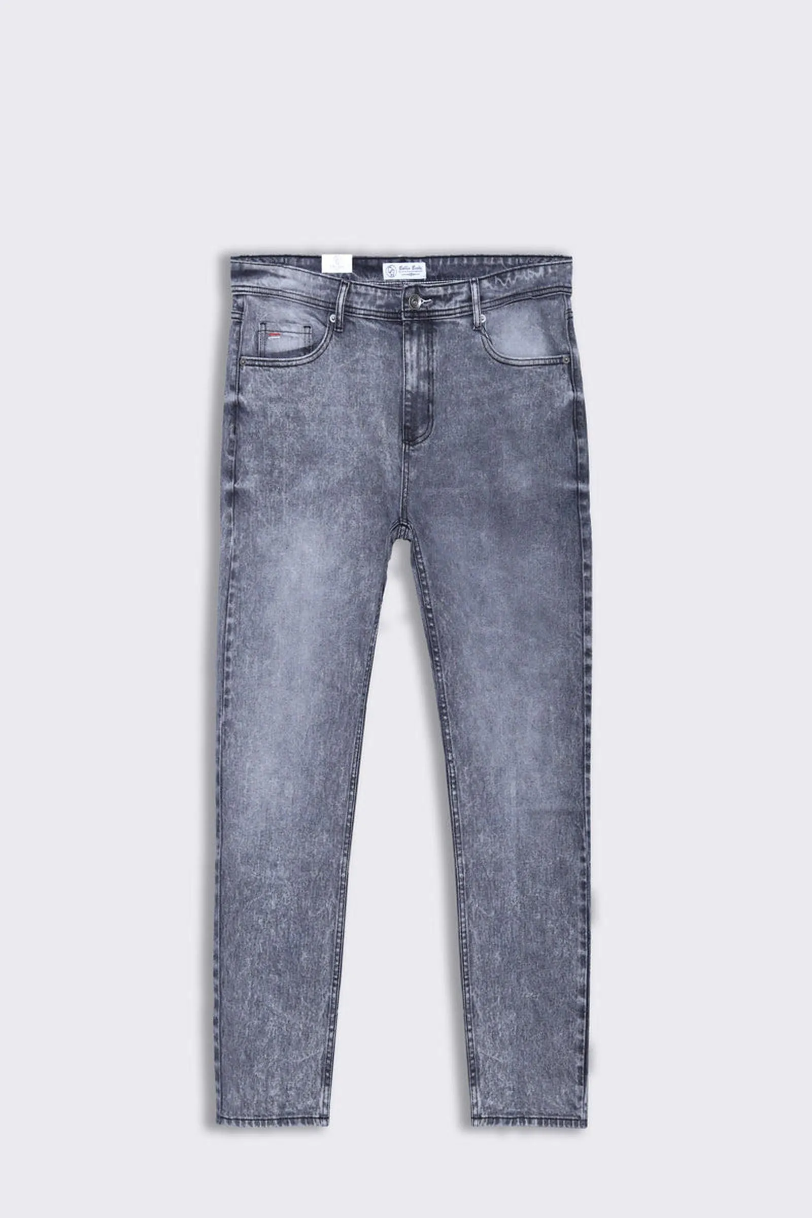 Men Grey Comfort Fit Light Acid Wash Jean