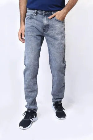 Men Grey Comfort Fit Light Acid Wash Jean
