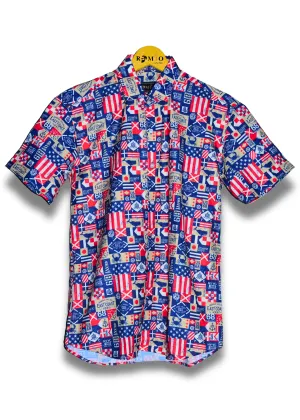 Men Slim Fit Printed Casual Half Sleev Shirt (f42)