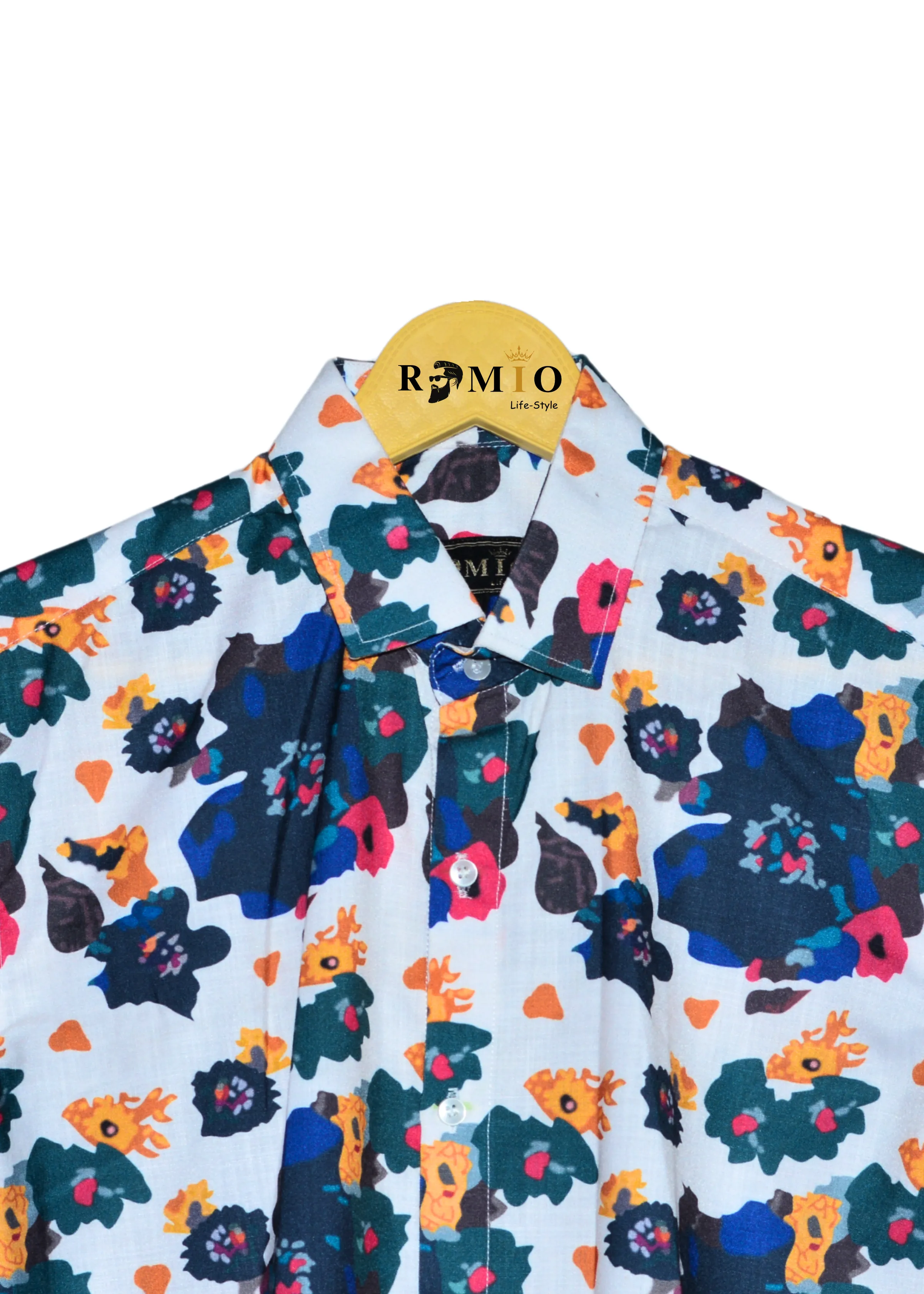 Men Slim Fit Printed Spread Collar Casual Half Sleev Shirt (f9)