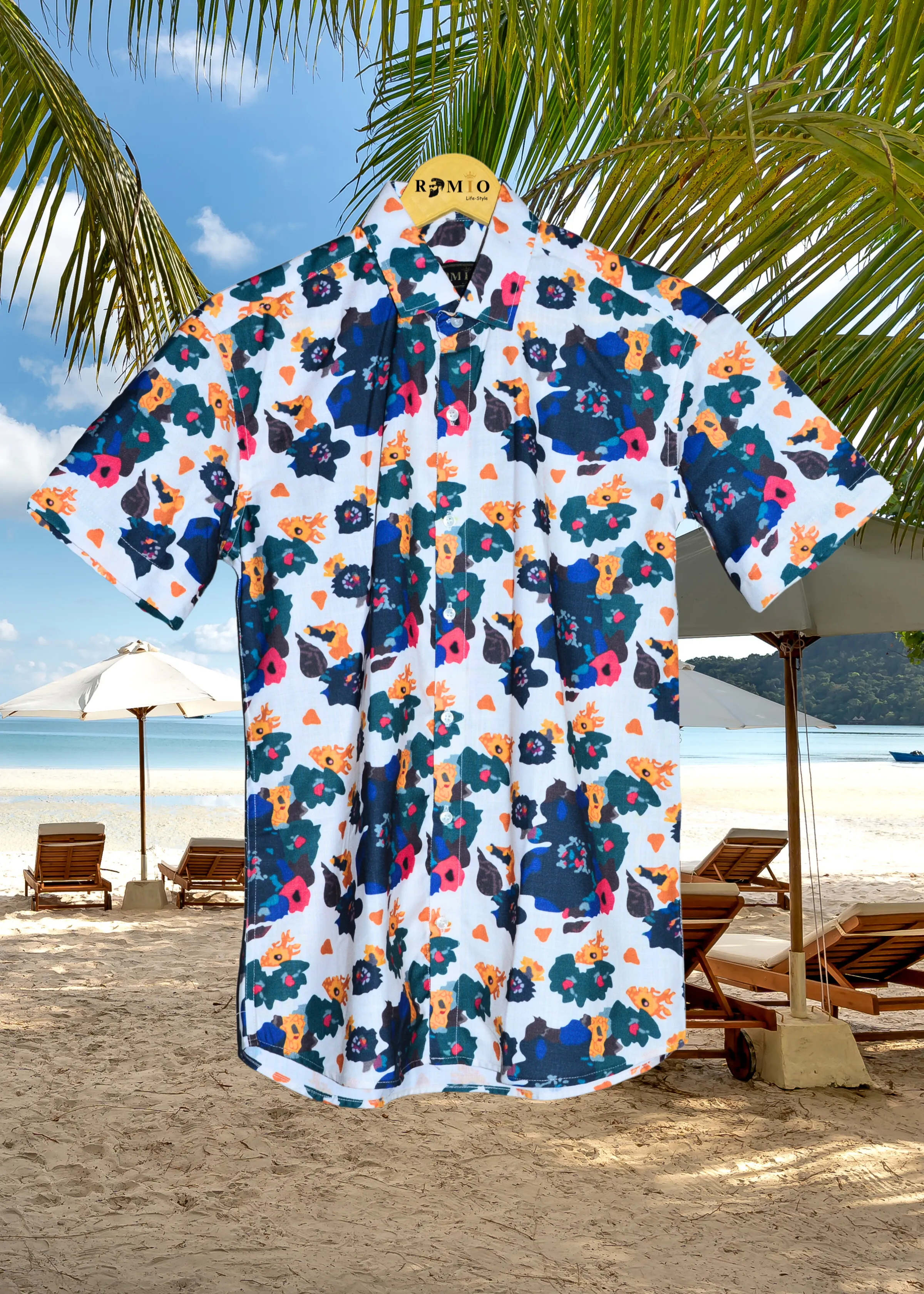 Men Slim Fit Printed Spread Collar Casual Half Sleev Shirt (f9)