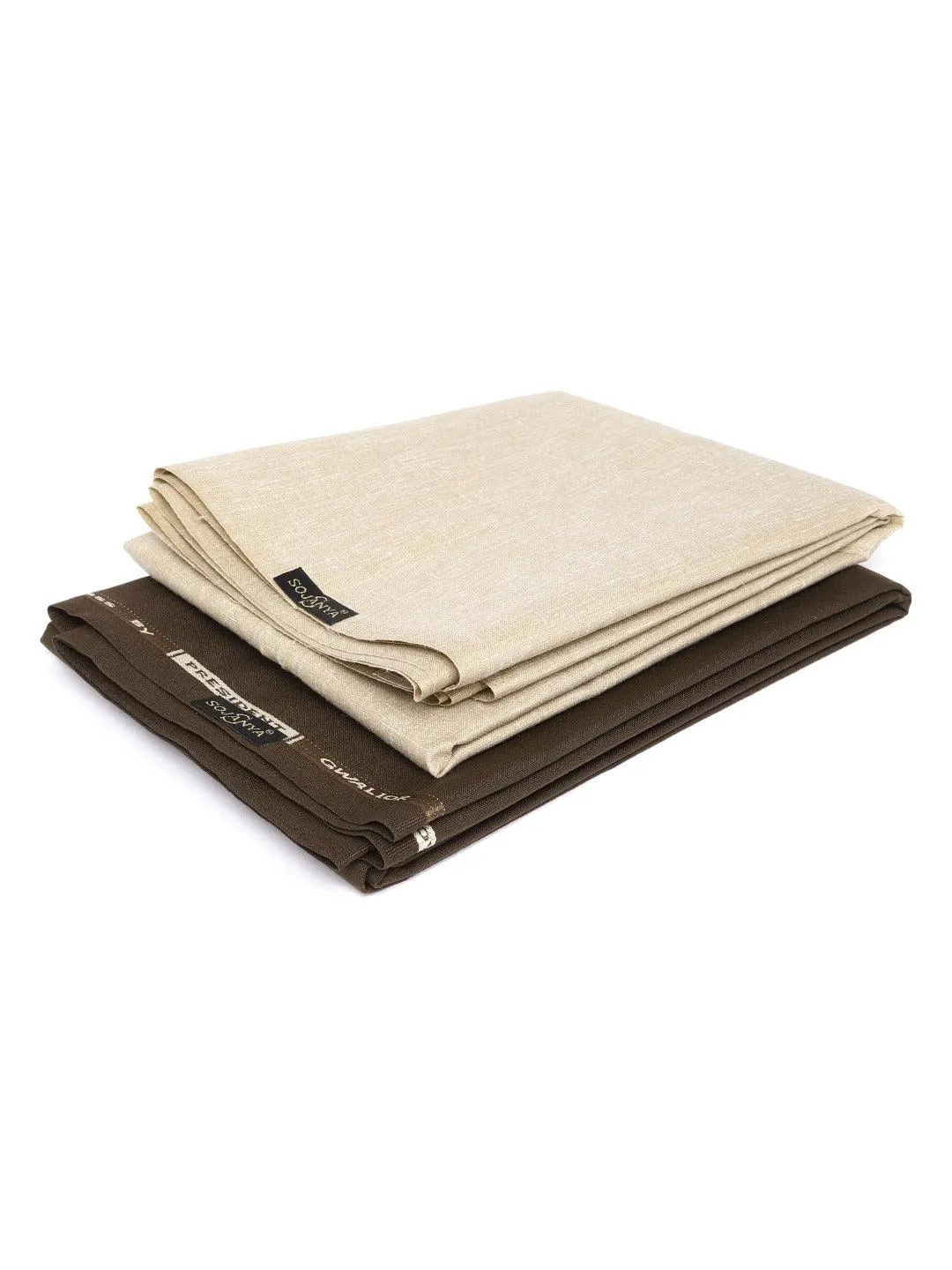 Men's Cotton Blend Brown Shirt (2.25 M) & Cbrown Trouser (1.2 M) Unstitched Fabric Combo - Sojanya
