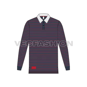 Mens Rugby Collar Shirt with Pin Stripes