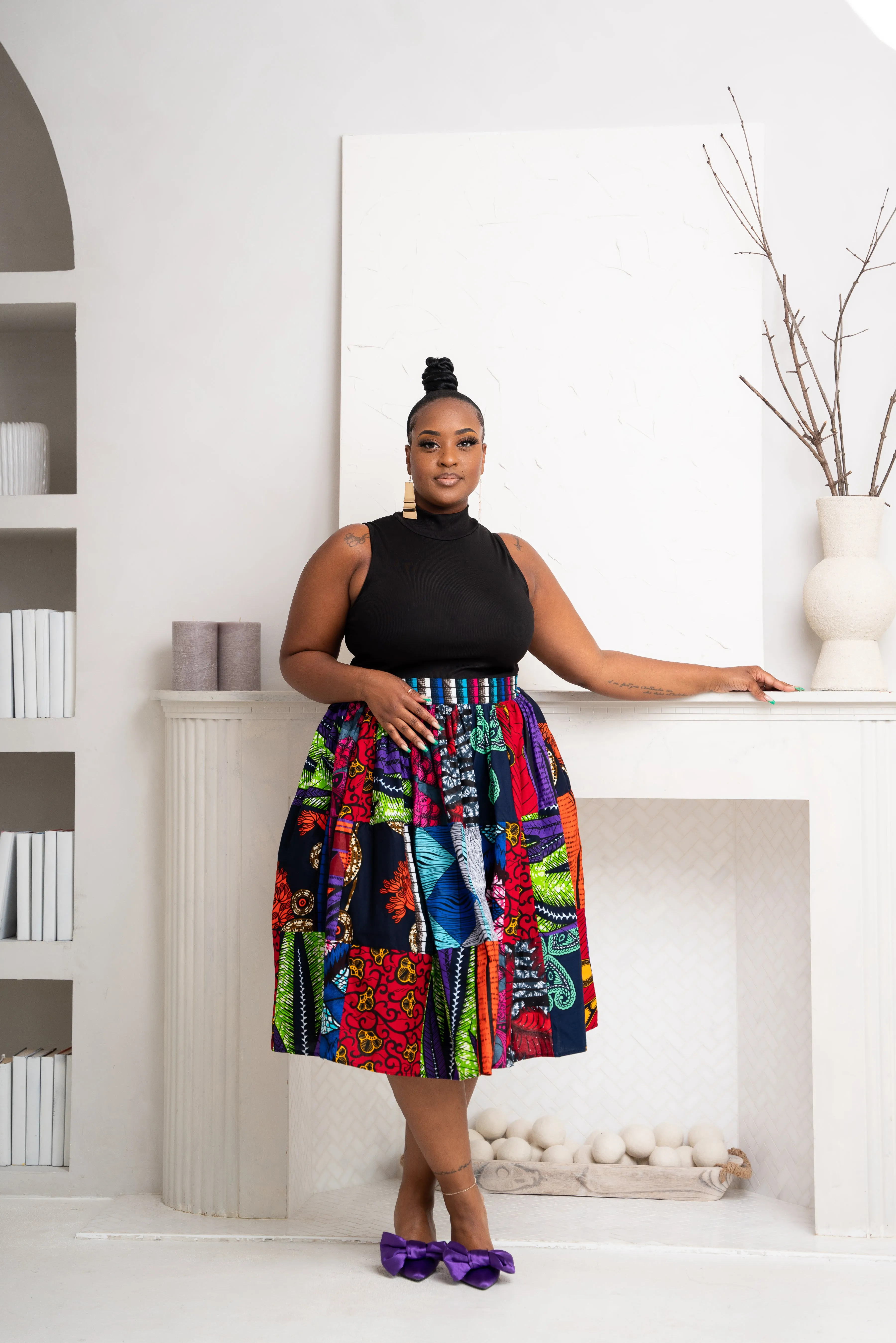 NANA PATCHWORK Midi Skirt