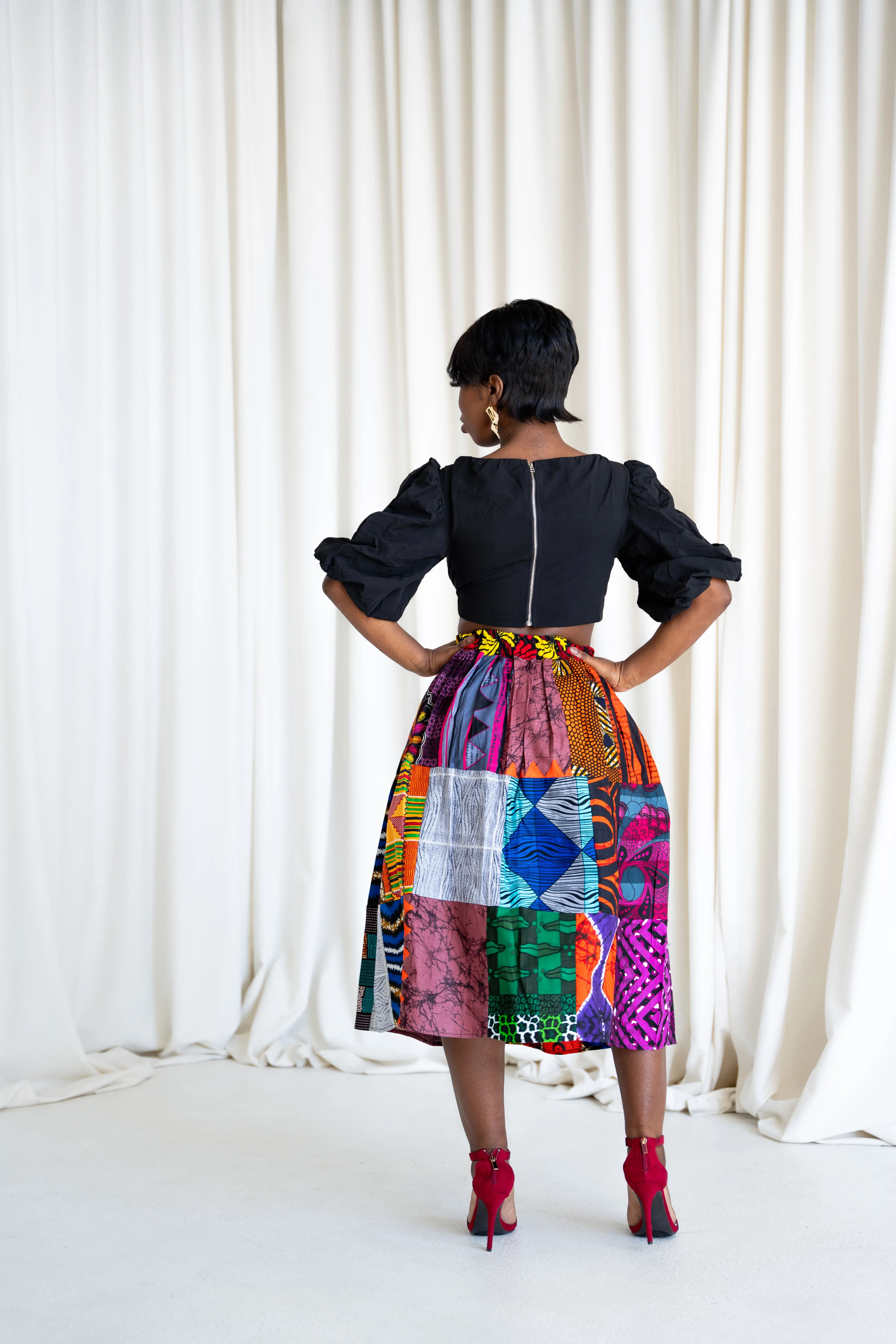 NANA PATCHWORK Midi Skirt