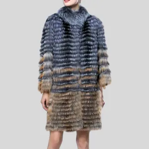 Natural Silver Fox And Red Fox Fur Coat