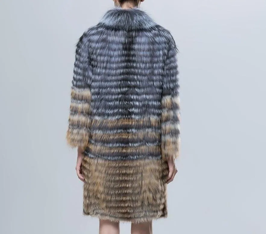 Natural Silver Fox And Red Fox Fur Coat