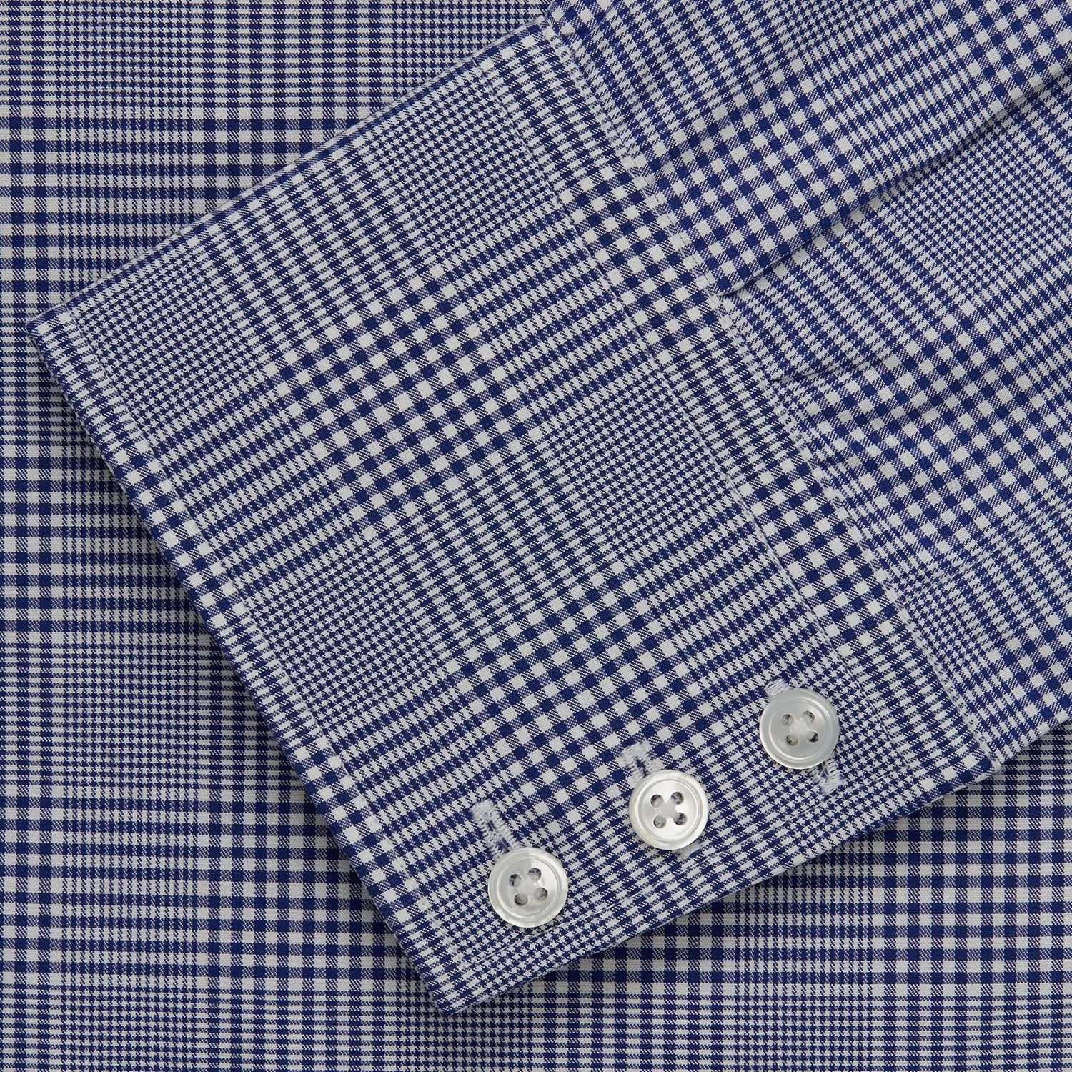 Navy Check Shirt with T&A Collar and 3-Button Cuffs