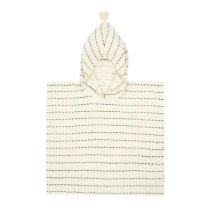 Nobodinoz Portofino Poncho 1-3Y | Black Stripes Large Waffle