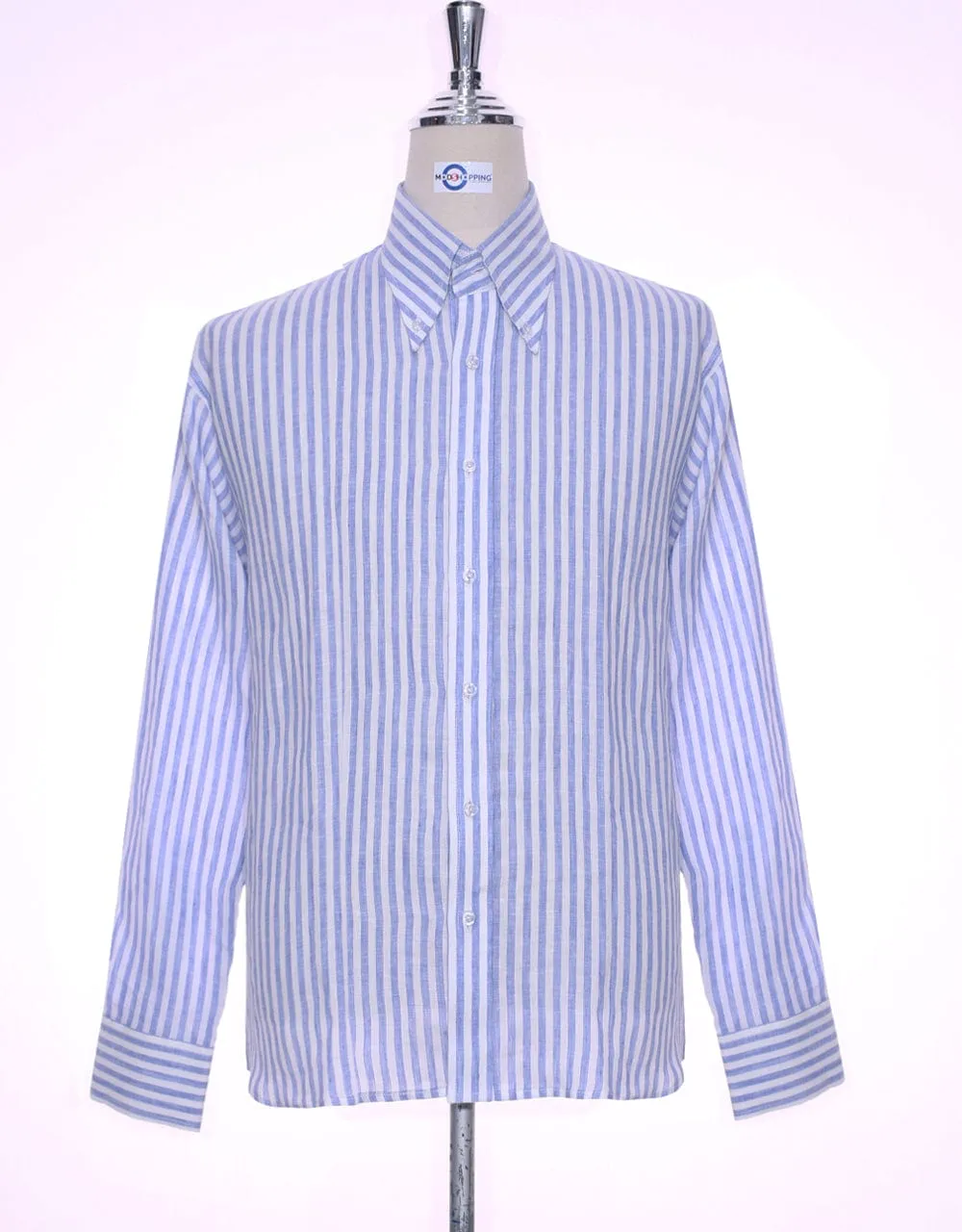 Original Linen Shirt | Sky Blue Striped Linen Men Shirt