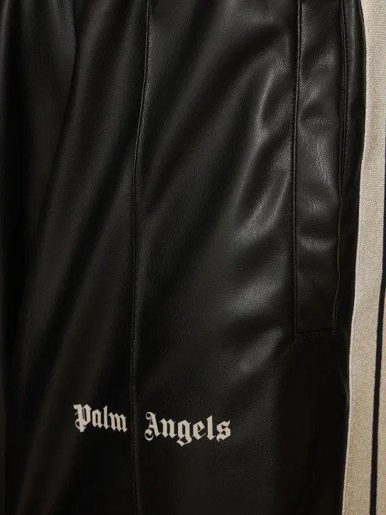 Palm Angels   Leather effect loose track pants 