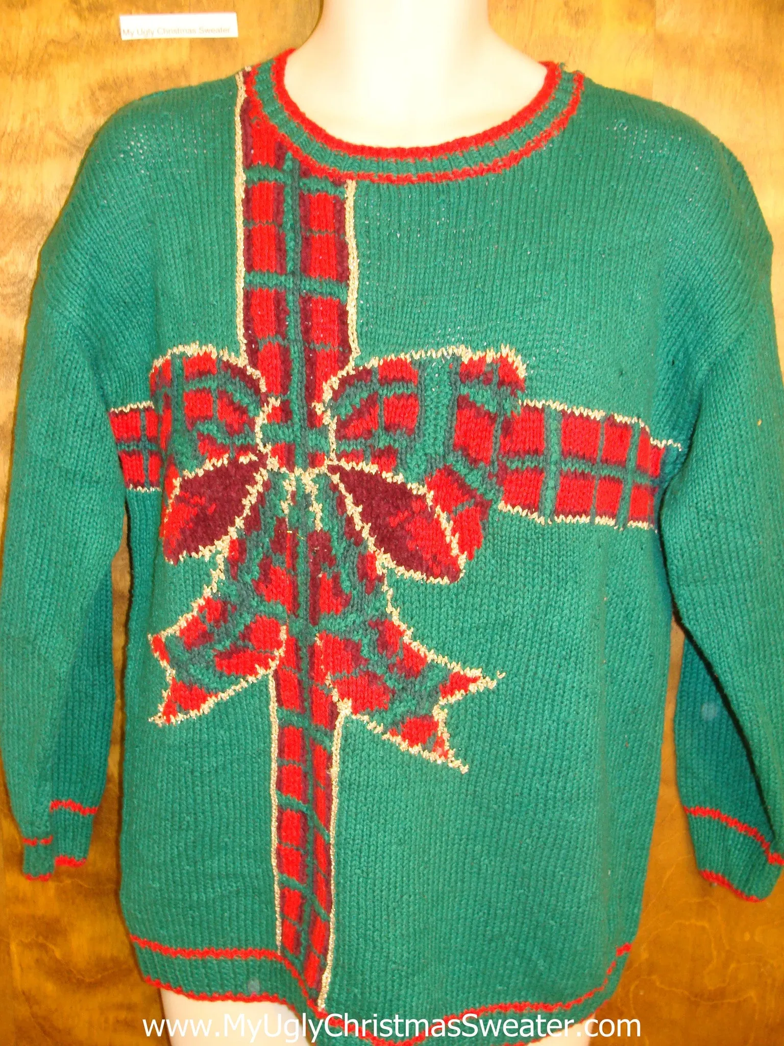 Plaid Bow Green Horrible Christmas Sweater Pullover