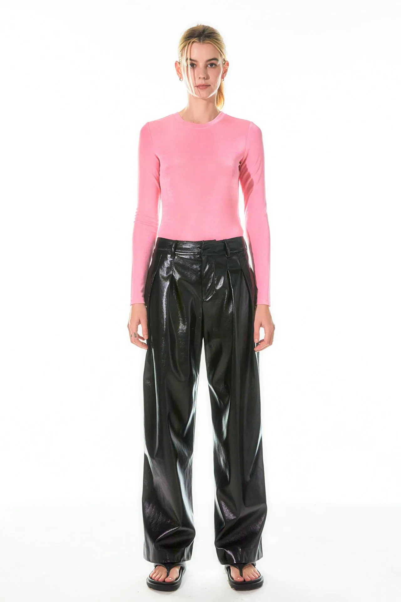Pleated PU Pants