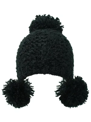 Plush Knit Triple Pom Pom Beanie Cap