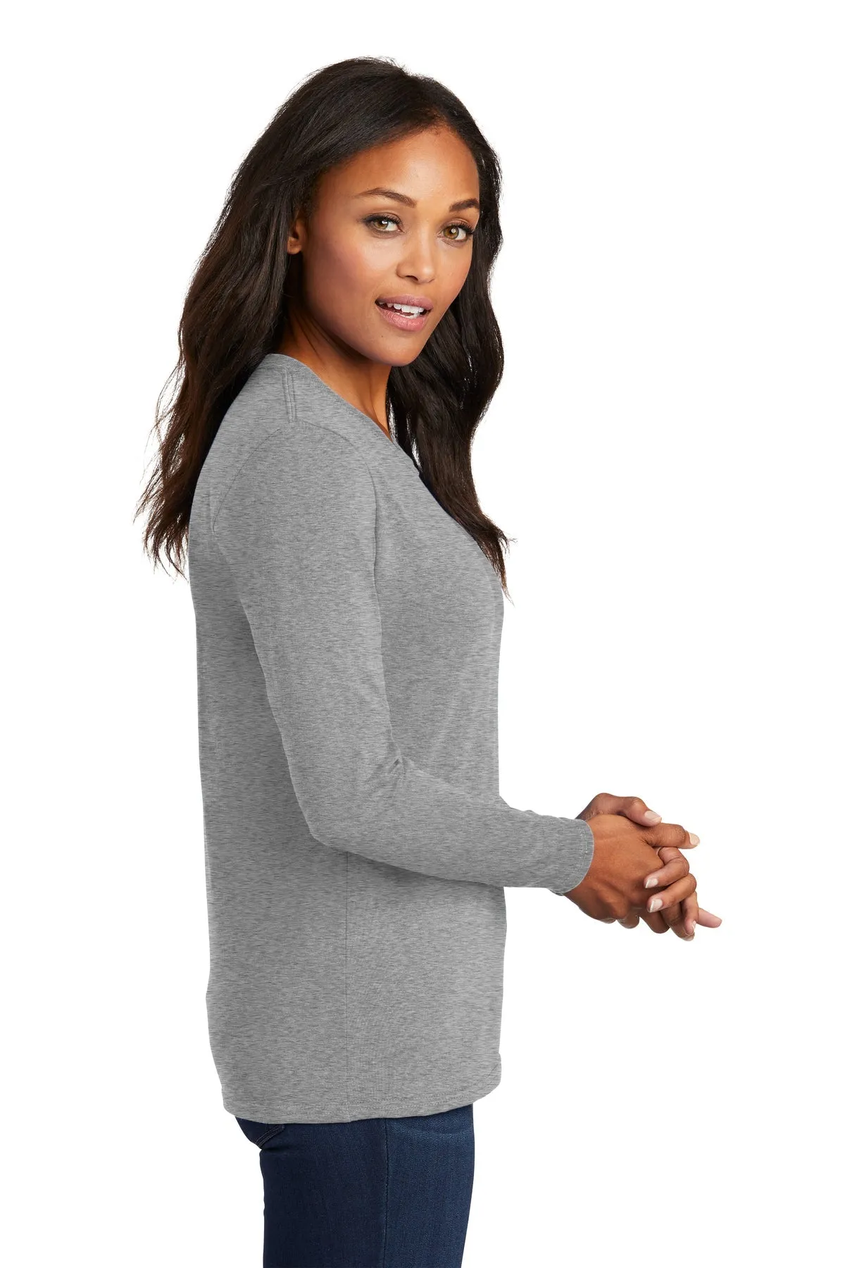 Port & Company Ladies Long Sleeve Custom Core Cotton Tee's, Athletic Heather