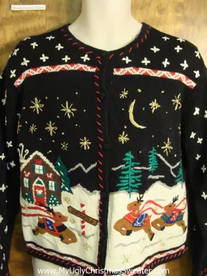 Prancing Reindeer Themed Ugly Christmas Sweater