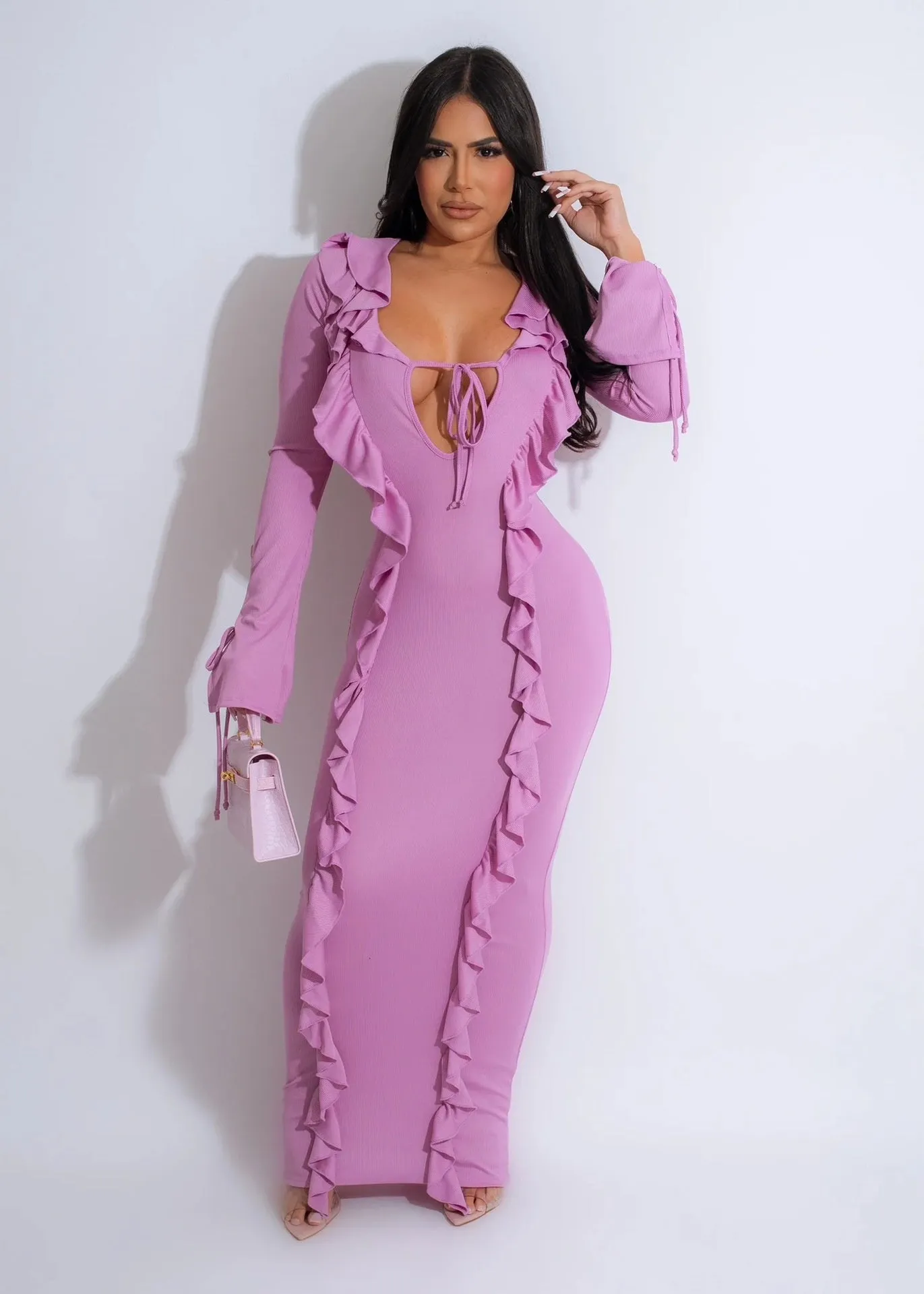 Pure Color Tied Stringy Selvedge Dress