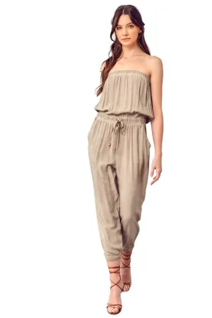 Raw Edge Detail Tube Jumpsuit