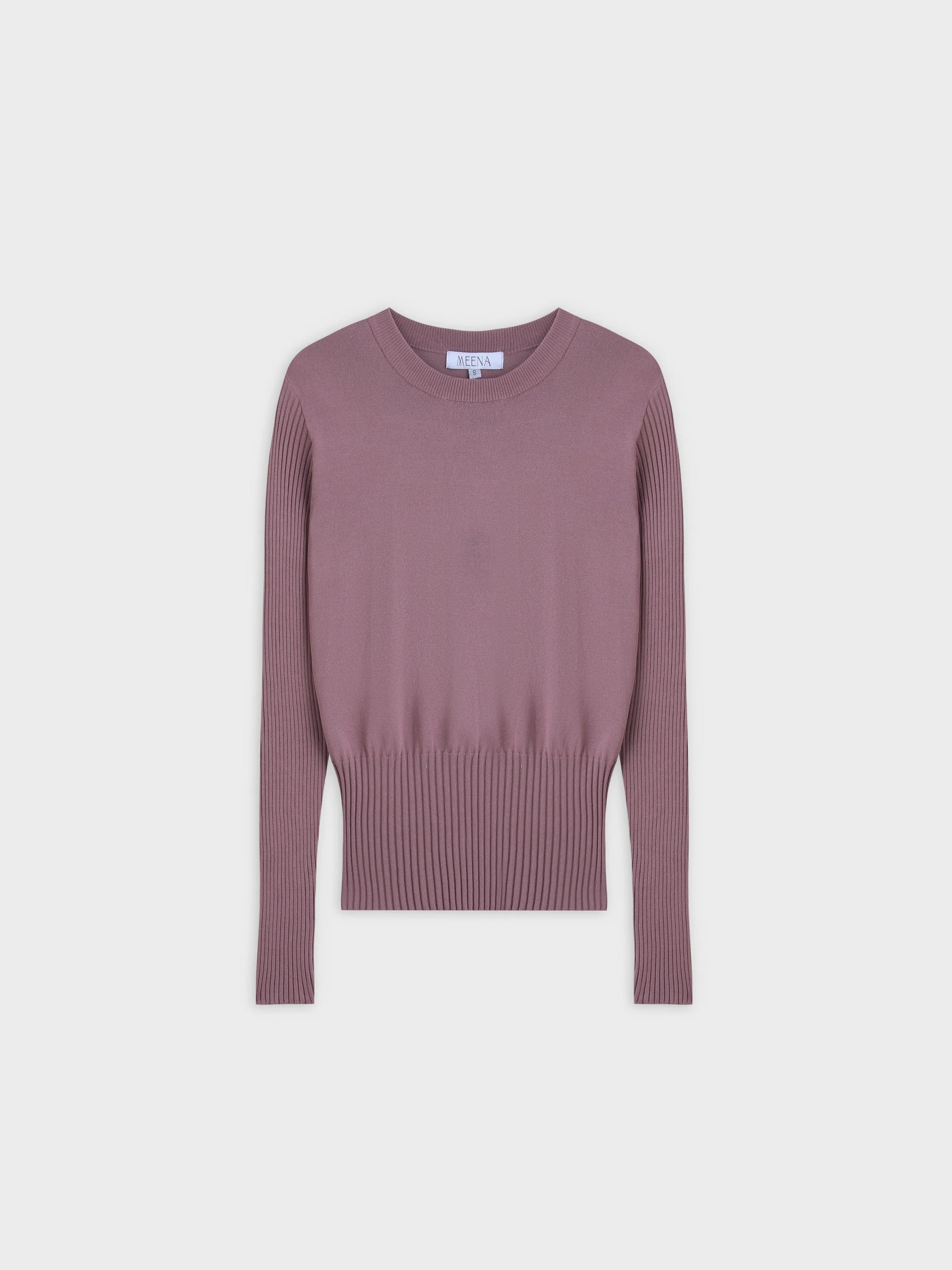 RIBBED WAISTED SWEATER-LILAC