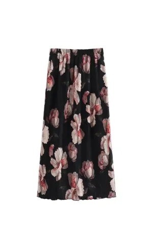 'Ruby' Elastic Waist Printed Casual Skirt