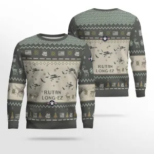 Rutan Long-EZ_Aircraft Ugly Sweater, Ugly Sweater Christmas Shirt for Men Dad Veteran
