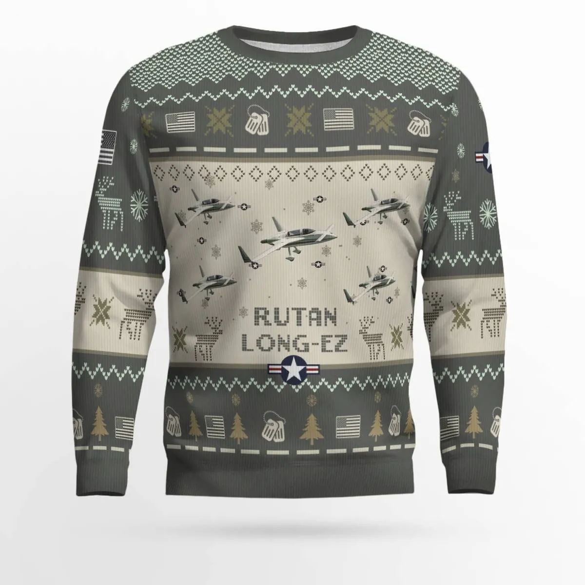Rutan Long-EZ_Aircraft Ugly Sweater, Ugly Sweater Christmas Shirt for Men Dad Veteran