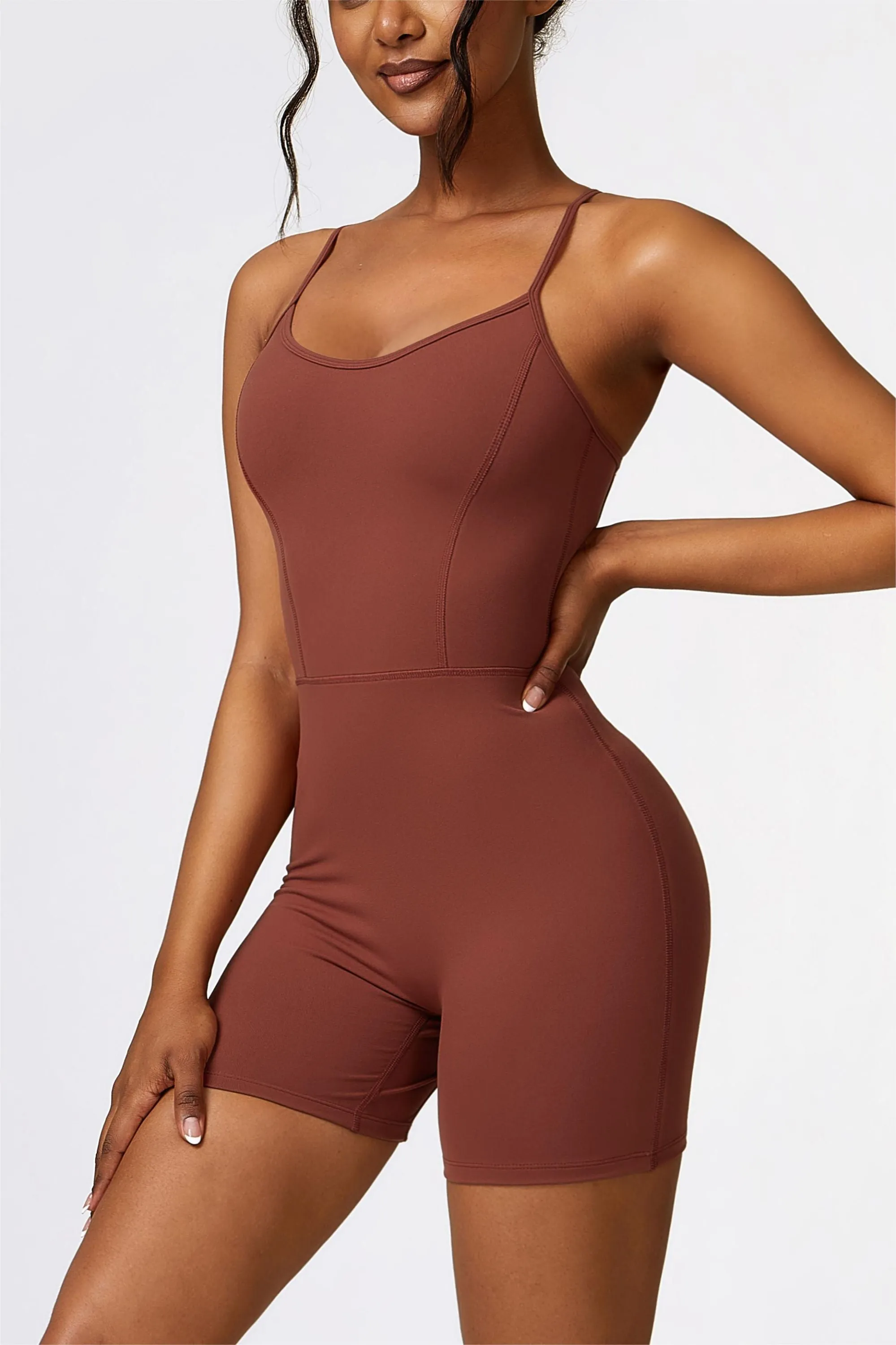 Scoop Neck Strappy Open Back Unitard
