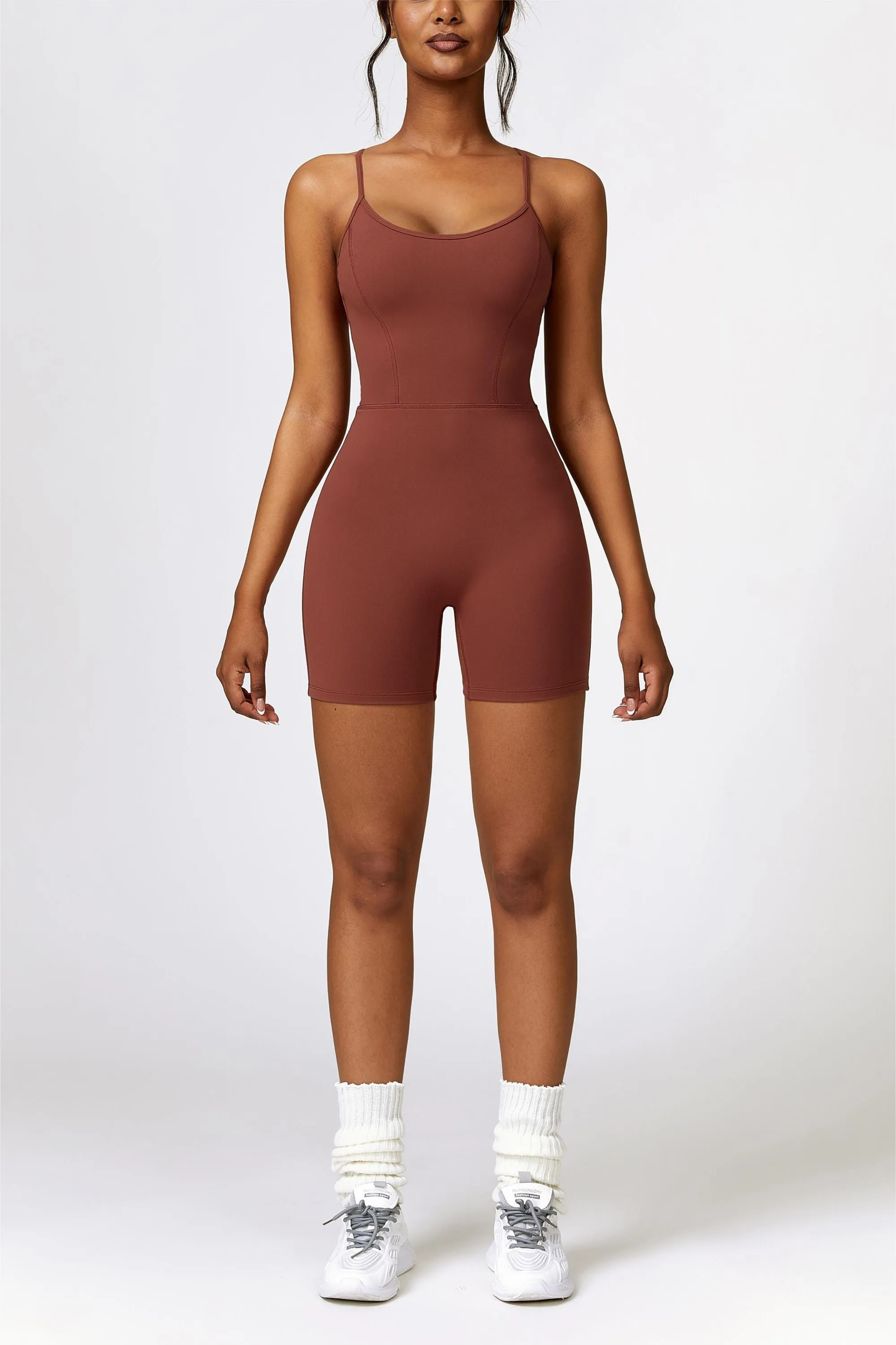 Scoop Neck Strappy Open Back Unitard