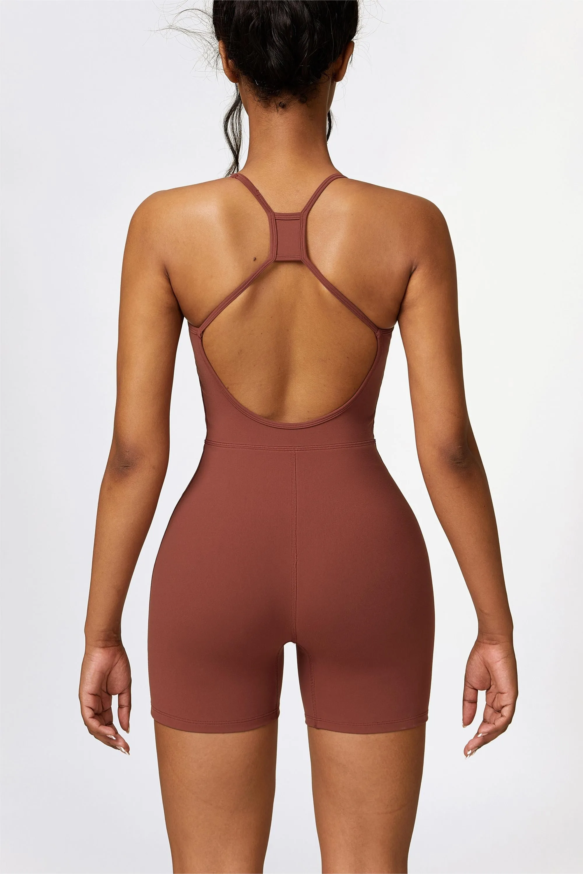 Scoop Neck Strappy Open Back Unitard