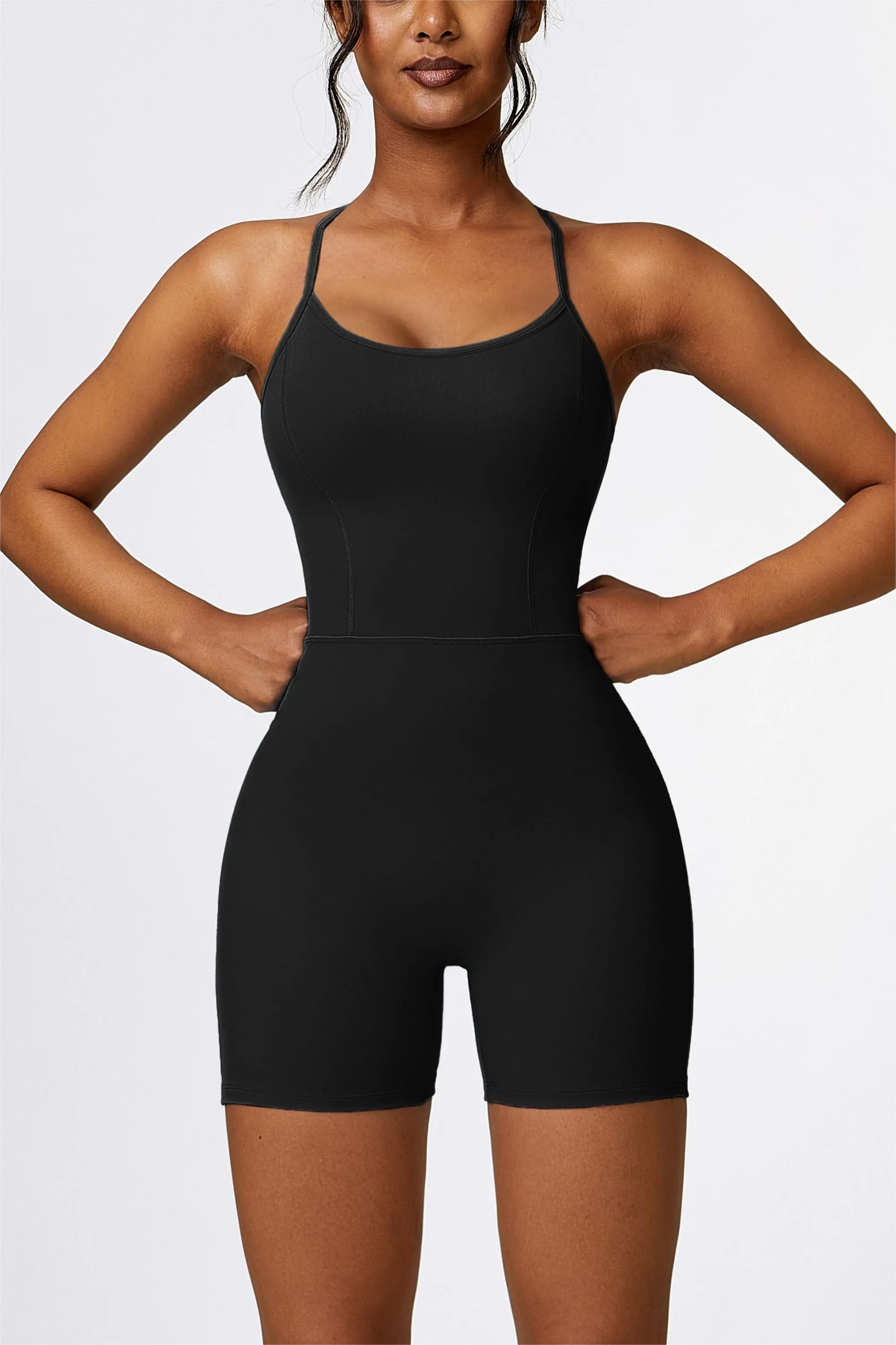 Scoop Neck Strappy Open Back Unitard