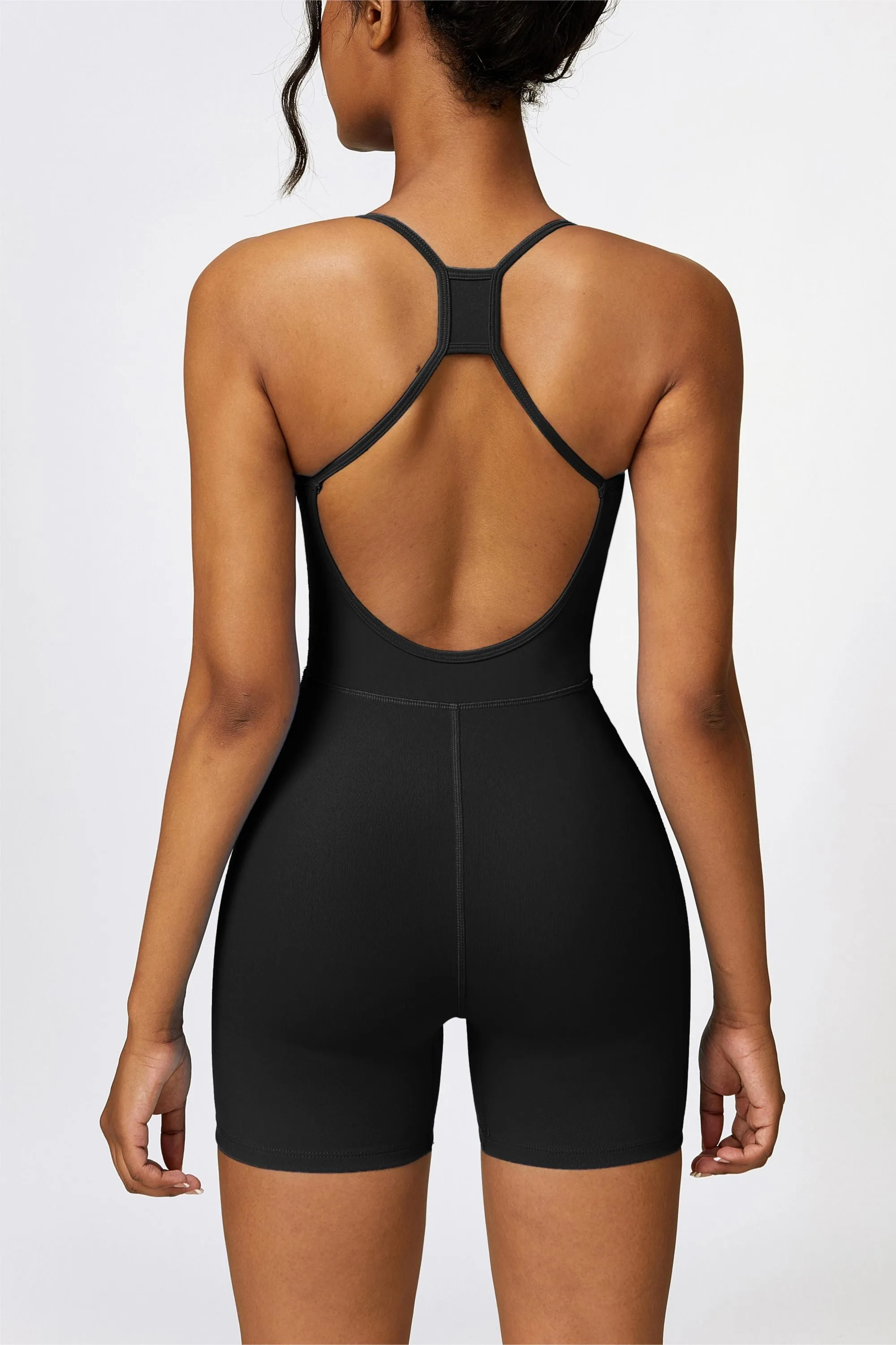 Scoop Neck Strappy Open Back Unitard