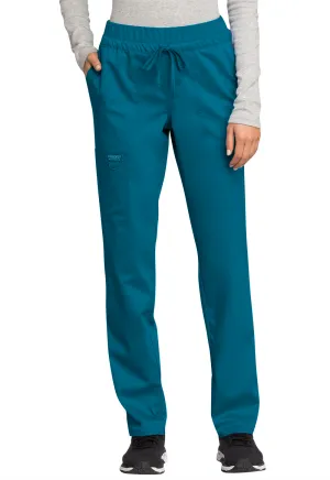 Scrub Pants - Cherokee WW Revolution Women's Mid Rise Tapered Leg Drawstring Pant - Caribbean Blue, WW105