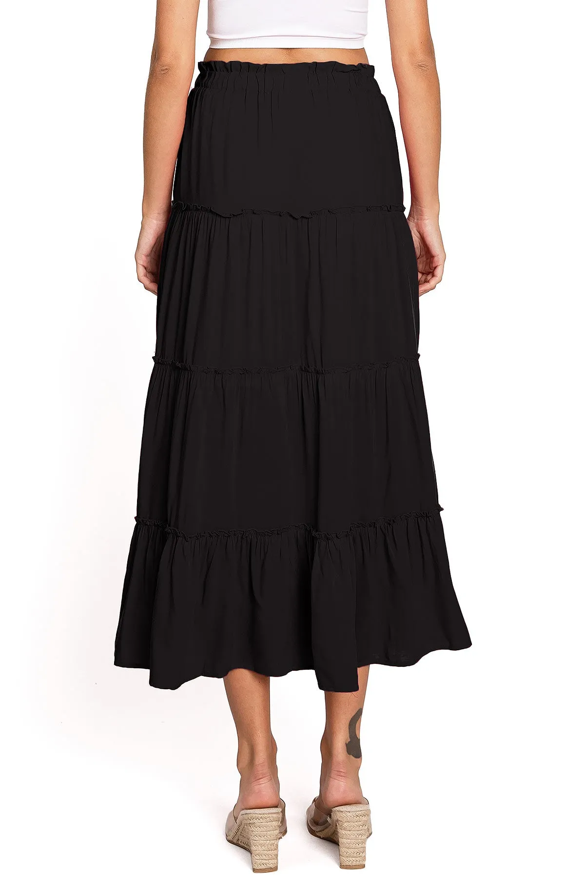 Shirred Midi Skirt