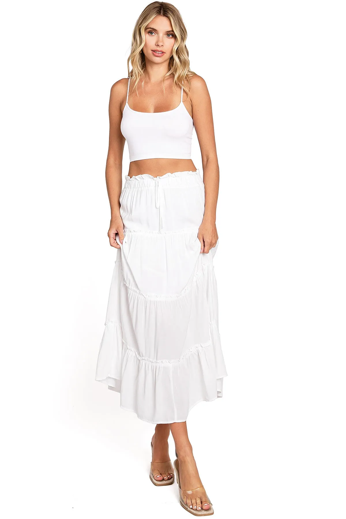 Shirred Midi Skirt