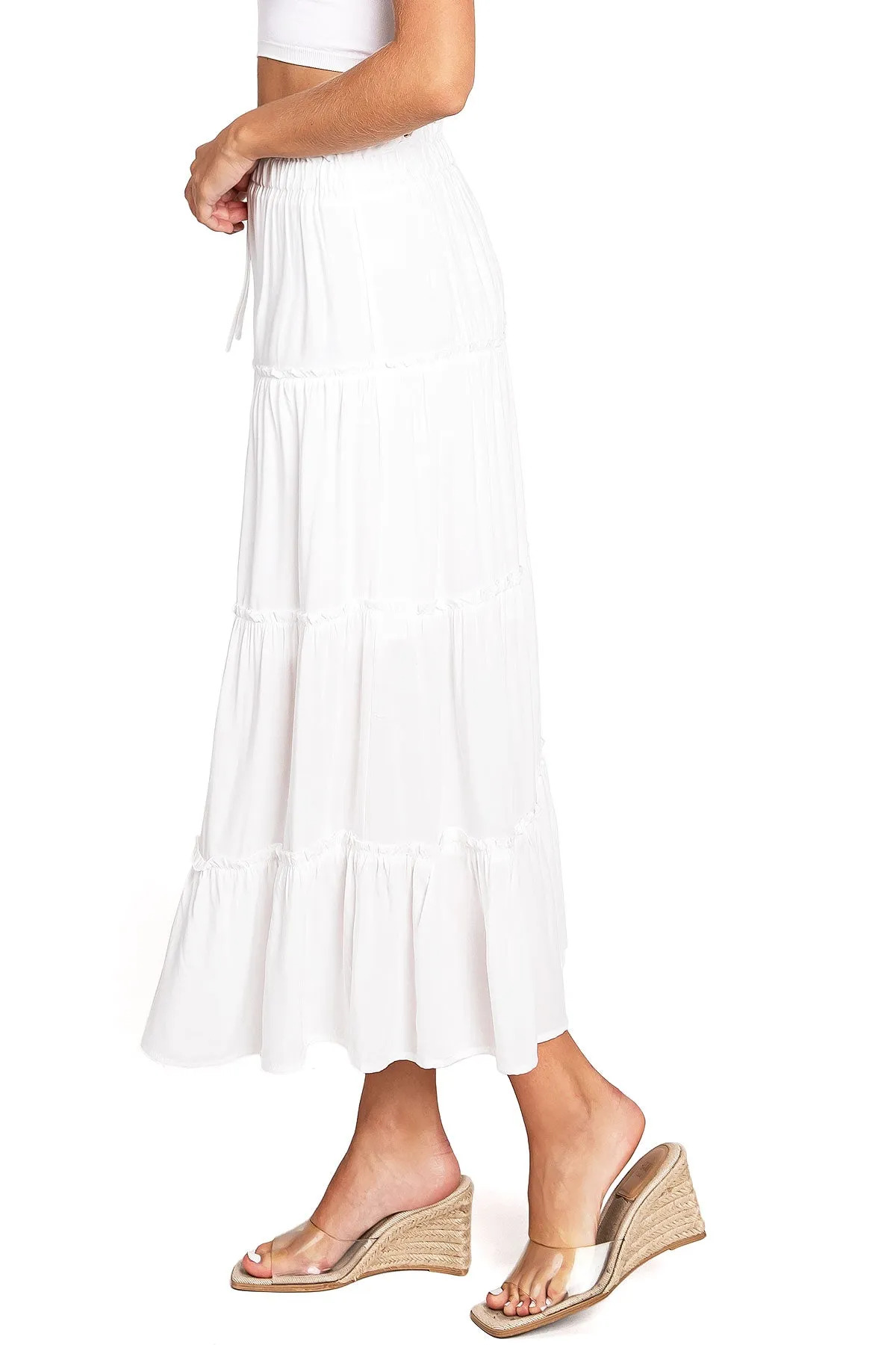Shirred Midi Skirt
