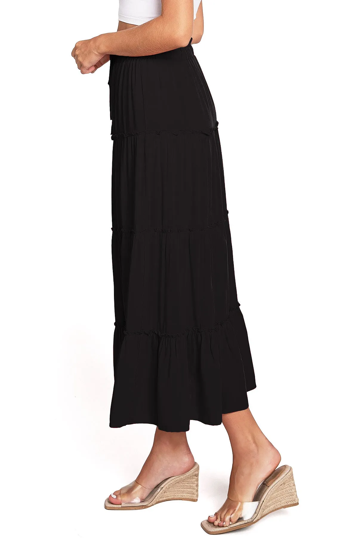 Shirred Midi Skirt