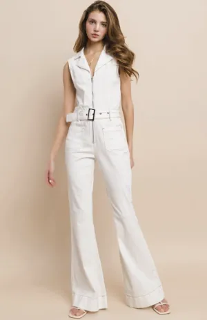 Sleeveless Long Denim Jumpsuit