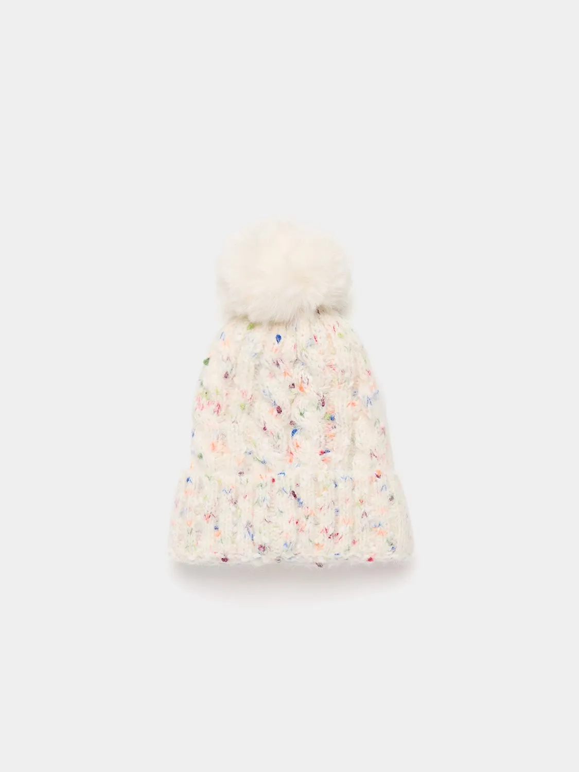 Speckled Knit Hat With Pom Pom