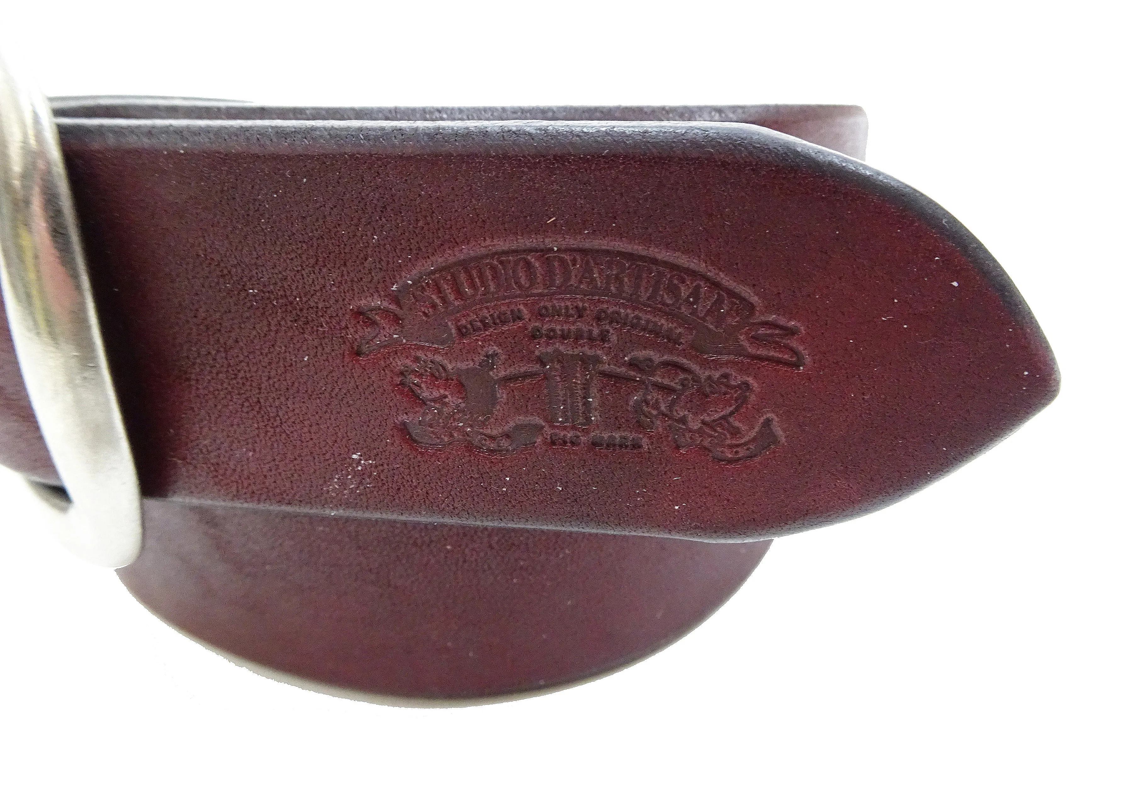 Studio D'artisan leather Belt Natural Plant Dyed Leather Belt Men's Ccasual 38mm Wide/4.2mm Thick Bend Leather with Oval Buckle SP-100A Brownish Earth-Colored Red