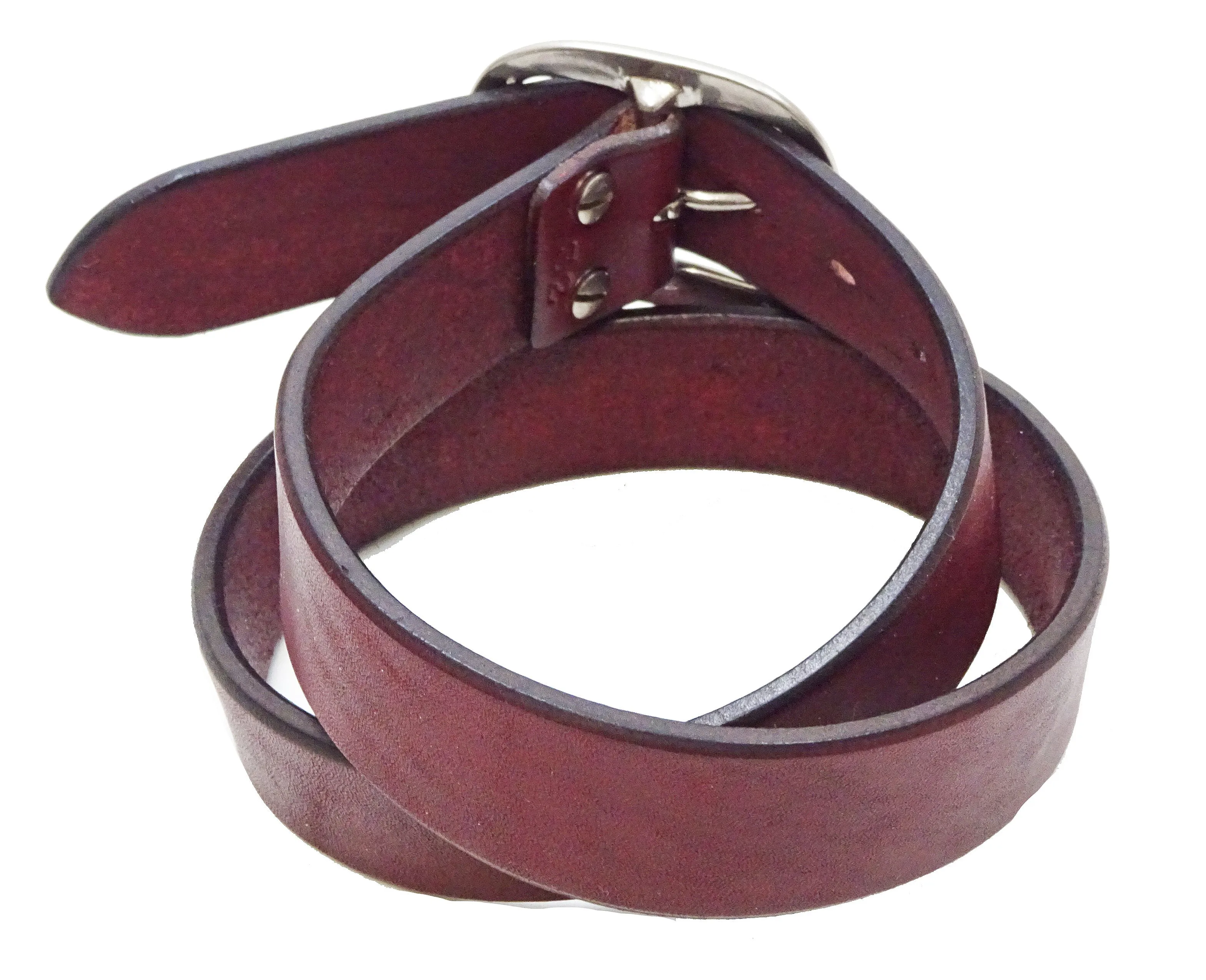 Studio D'artisan leather Belt Natural Plant Dyed Leather Belt Men's Ccasual 38mm Wide/4.2mm Thick Bend Leather with Oval Buckle SP-100A Brownish Earth-Colored Red