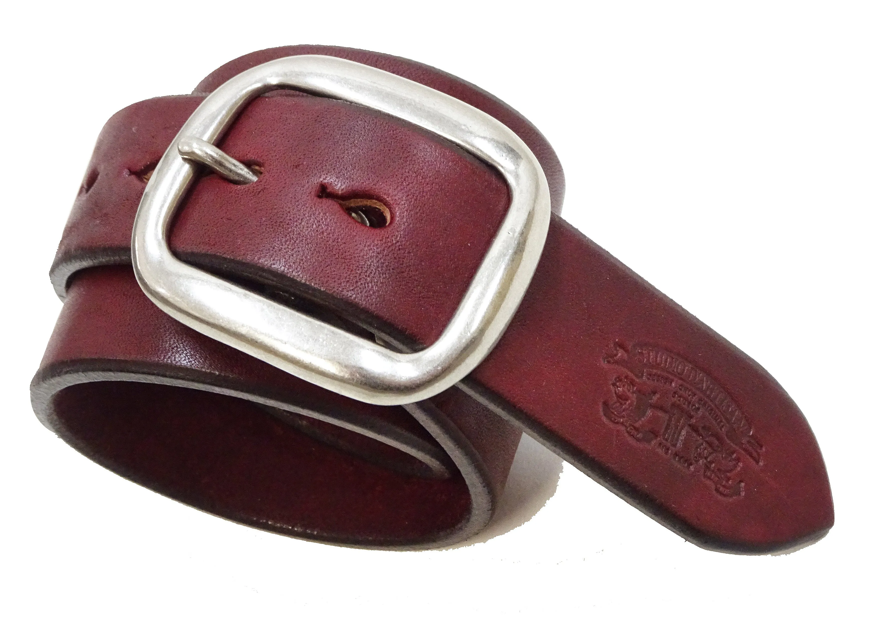 Studio D'artisan leather Belt Natural Plant Dyed Leather Belt Men's Ccasual 38mm Wide/4.2mm Thick Bend Leather with Oval Buckle SP-100A Brownish Earth-Colored Red