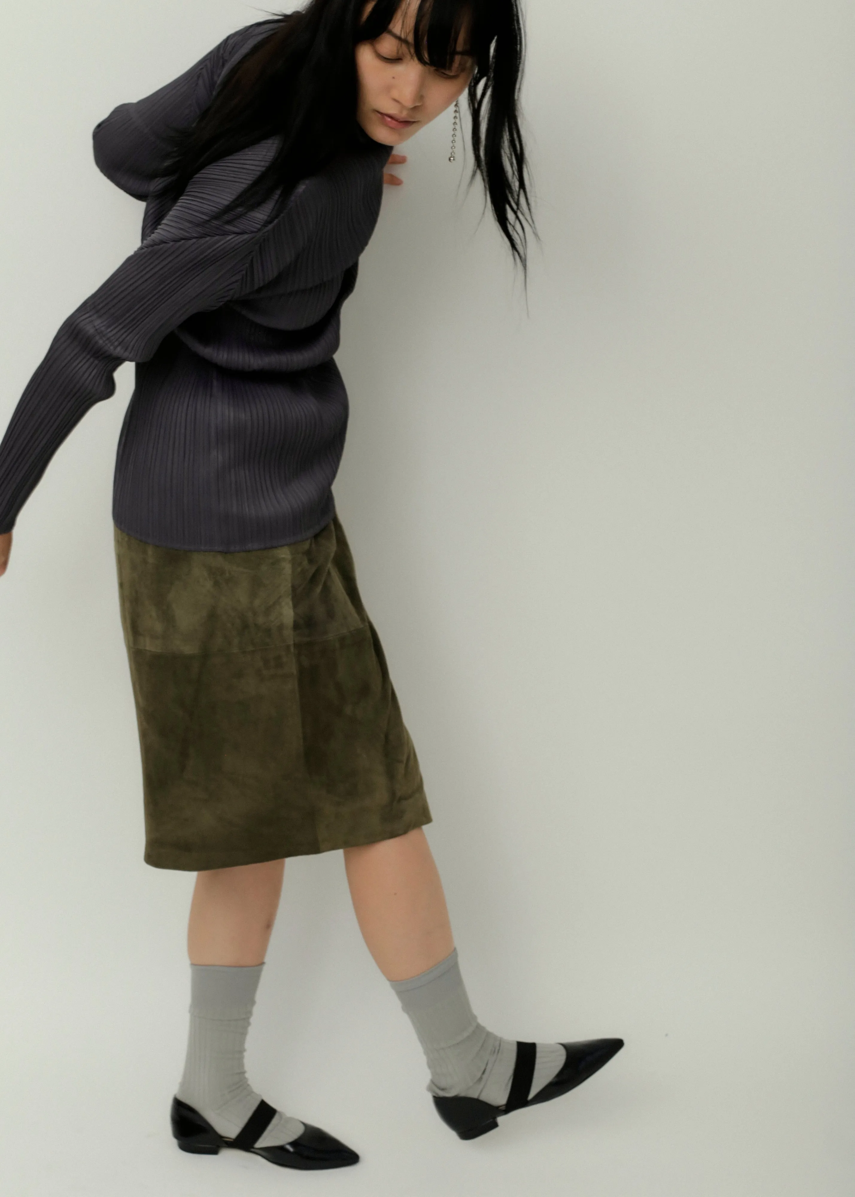 Suede Midi Skirt