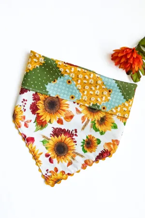 Sunflowers And Patchwork Reversible Bandana