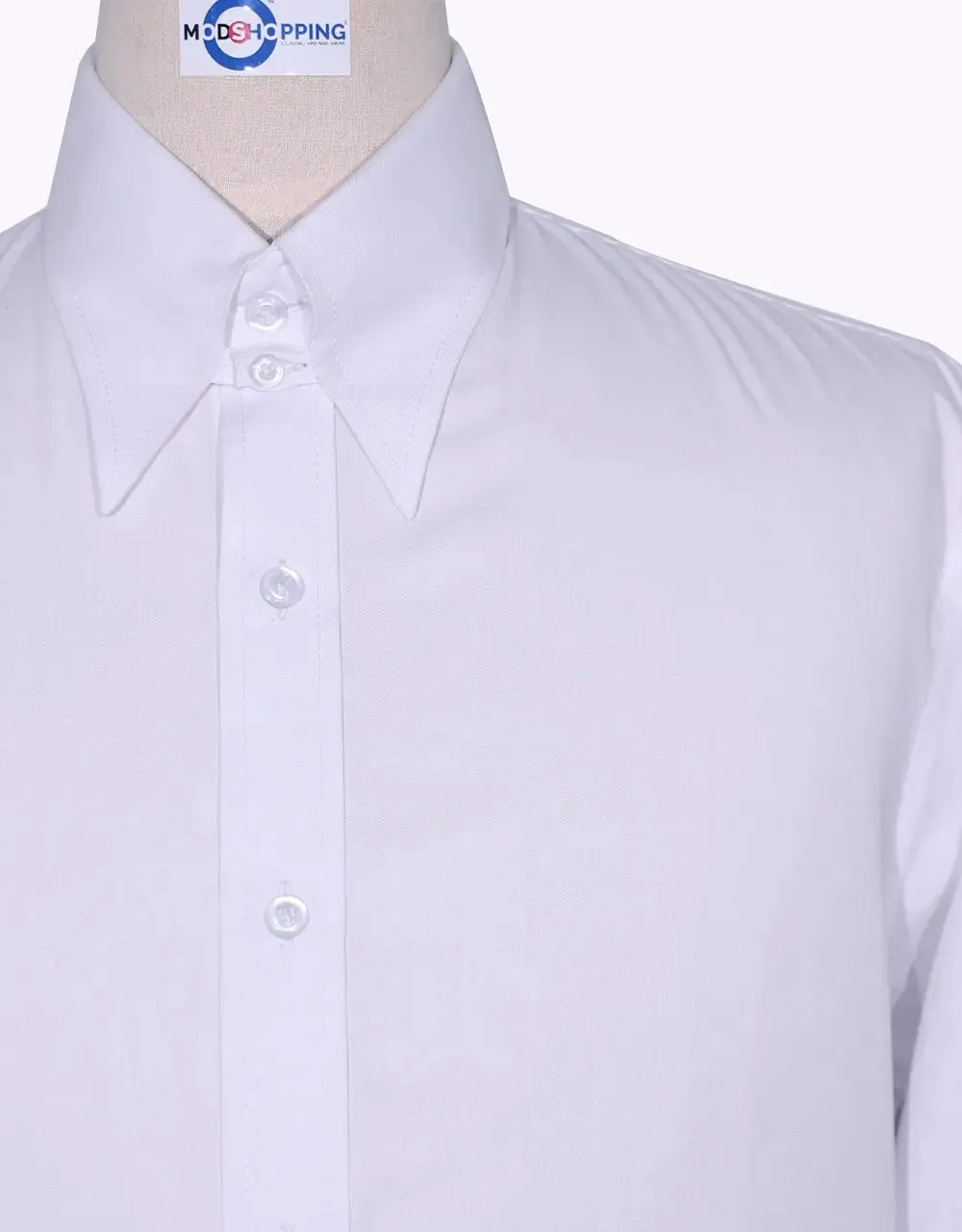 Tab Collar Shirt | White Tab Collar Shirt