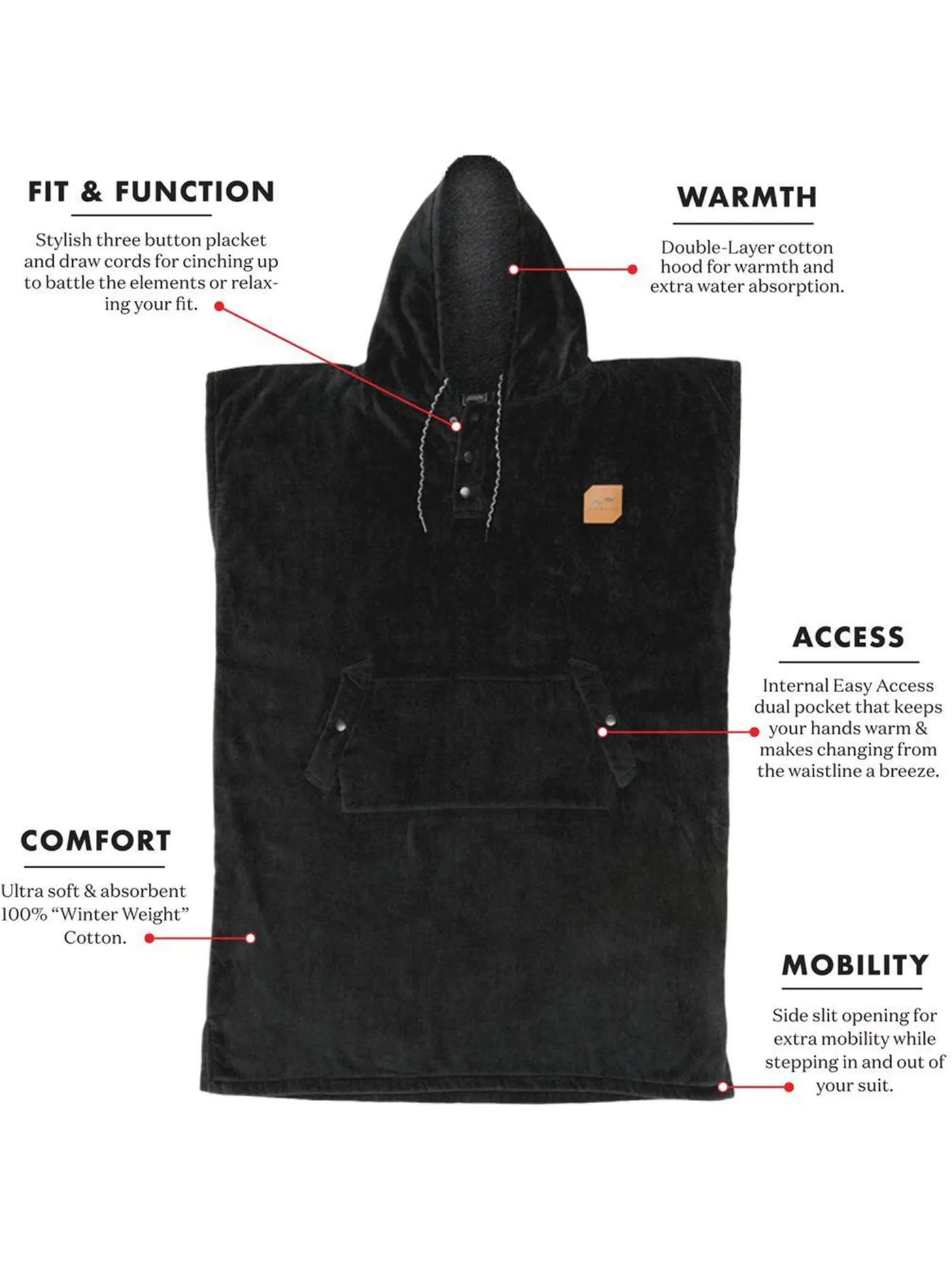The Digs S/M Black Poncho