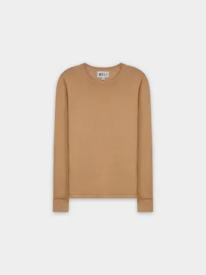 THIN KNIT CREW SWEATER-MAUVE