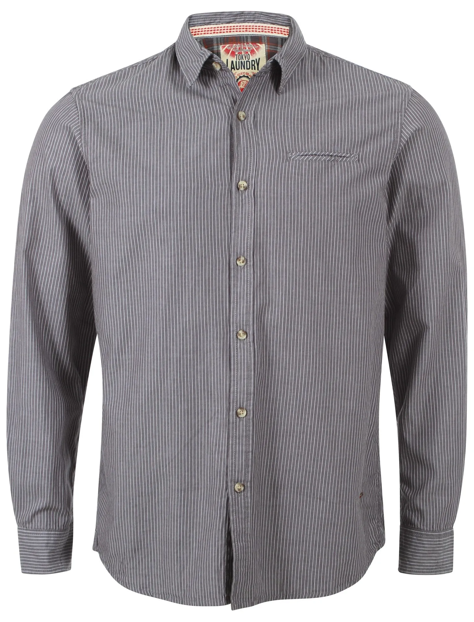 Tokyo Laundry Tarlton Striped Cotton Shirt in Pewter