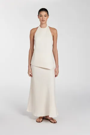 TYRA CREAM LINEN MIDI SKIRT