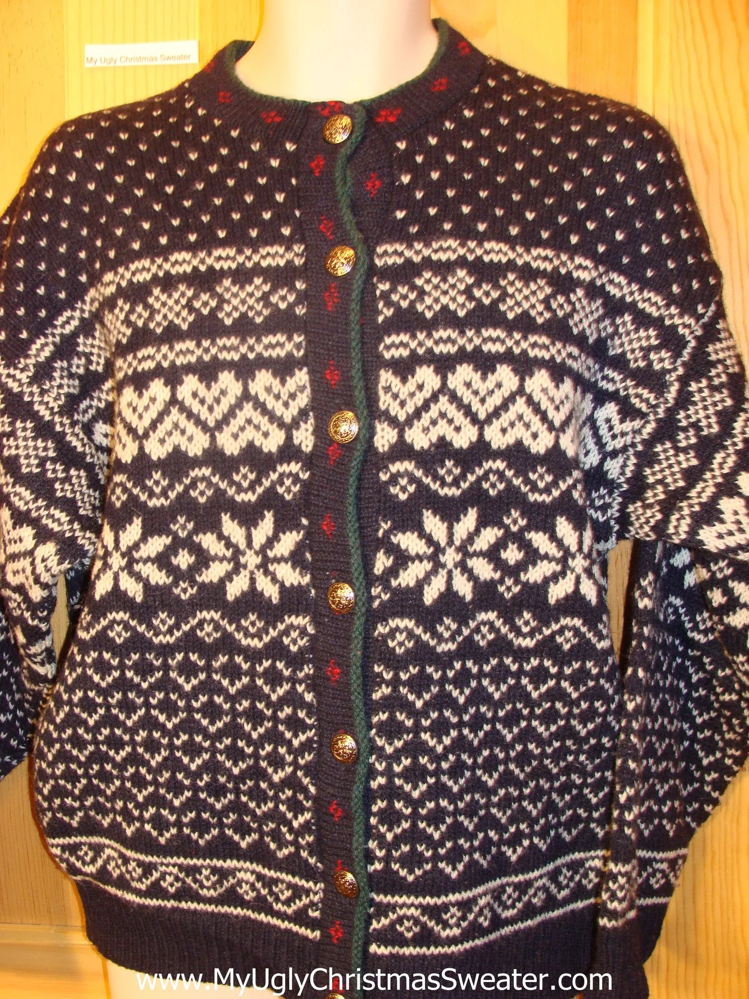 Ugly Christmas Sweater Nordic 2sided Blue Cardigan
